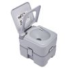 5 Gallon Portable Toilet, Flush Potty, Travel Camping Outdoor-cold gray