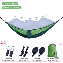 Sleeping hammock Outdoor Parachute Camping Hanging Sleeping Bed Swing Portable Double Chair wholesale (Color: Upgrade mixed green)