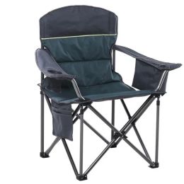 Folding Camping Chair Portable Padded Oversized Chairs with Cup Holders (Color: Green)