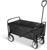 Rolling Collapsible Garden Cart Camping Wagon, with 360 Degree Swivel Wheels & Adjustable Handle, 220lbs Weight Capacity,Brown