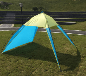 Camping Tent Sunshade Waterproof Tent Outdoor Canopy Beach Shelter Sunscreen Tent For Camping Hiking Fishing Bearing 5-8 People (Color: Blue green)