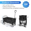 Rolling Collapsible Garden Cart Camping Wagon, with 360 Degree Swivel Wheels & Adjustable Handle, 220lbs Weight Capacity,Brown